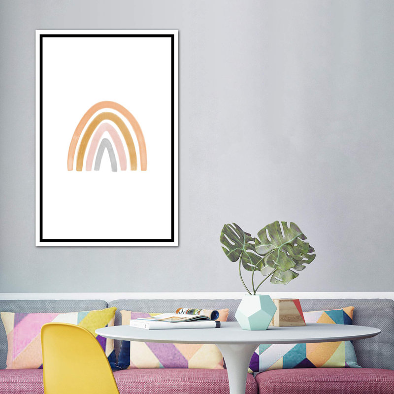 Aquarelle arc-en-ciel II - impression, Pas de tapis, Toile blanche encadrée, H 60 po x l 40po x P 1,5 po