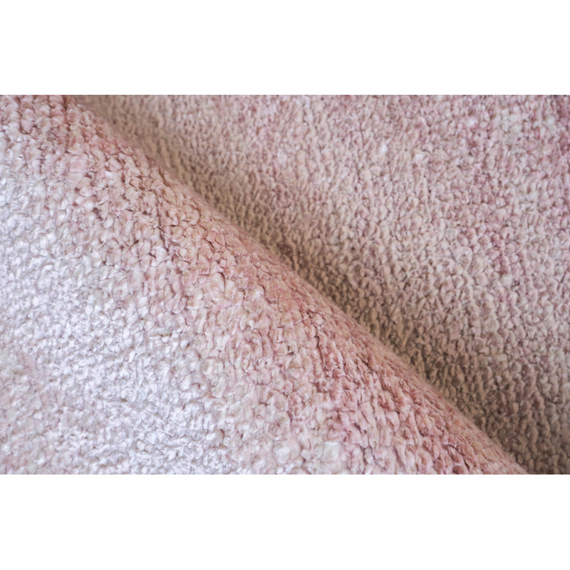 Plush Viscose/ Wool Area Rug in Pink, Rectangle 9' x 12'