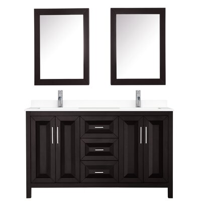 Daria 60"" Double Bathroom Vanity Set with Mirror -  Wyndham Collection, WCV252560DDECMUNSMED