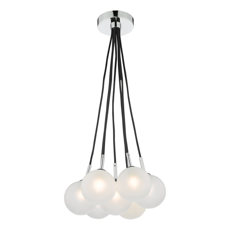 7 - Light Polished Chrome Pendant, Opal, 216cm H x 30cm W x 30cm D