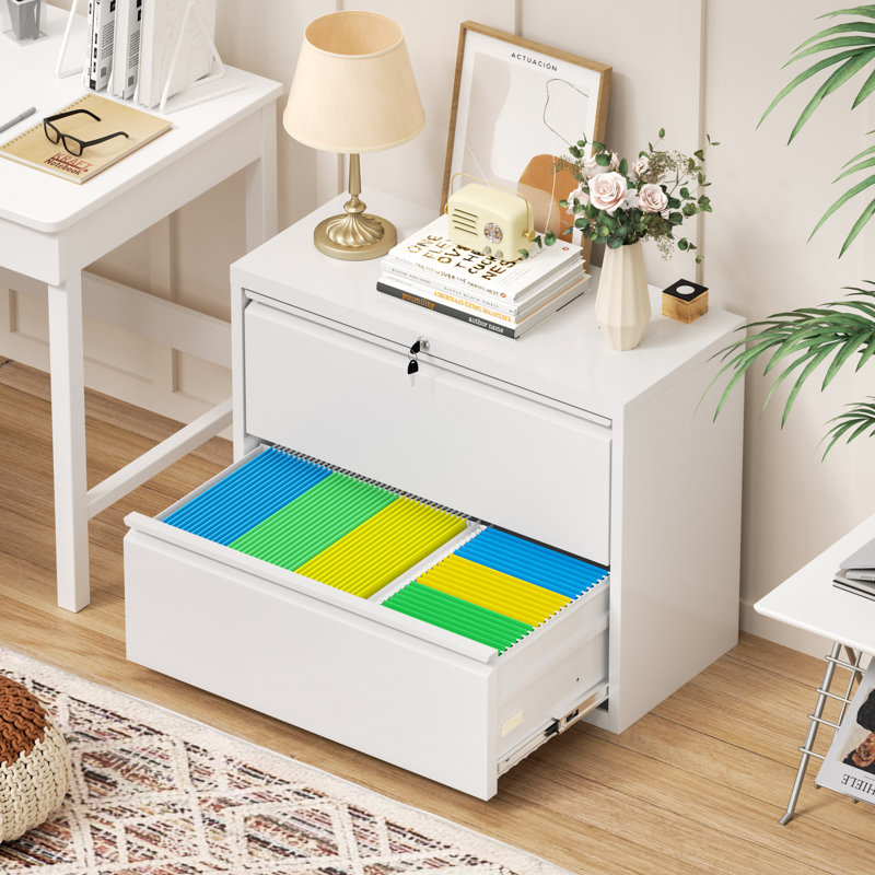 28.5'' Wide 2 -Drawer Steel Lateral Filing Cabinet, White