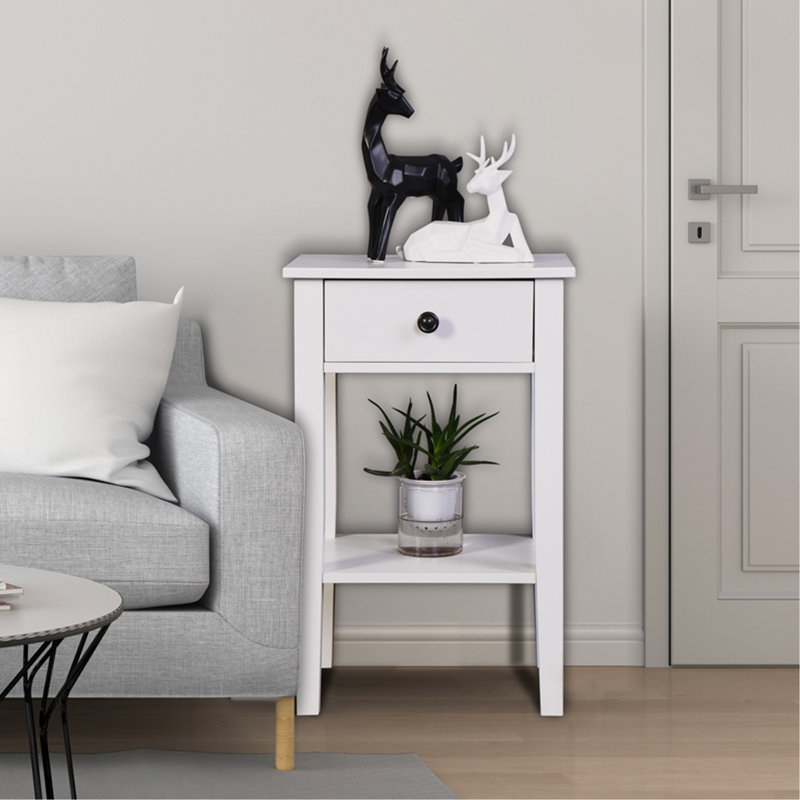 Bathroom Floor-Standing Storage Table With A Drawer,Console Table,entryway table, White