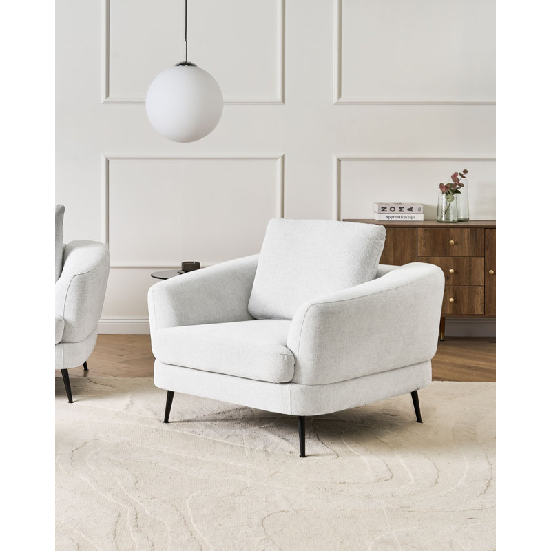 Lemelle Upholstered Armchair, KJAER White Polyester