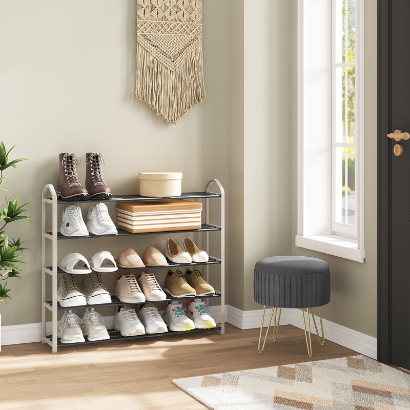 20 Pair Shoe Rack, Cream+Gray
