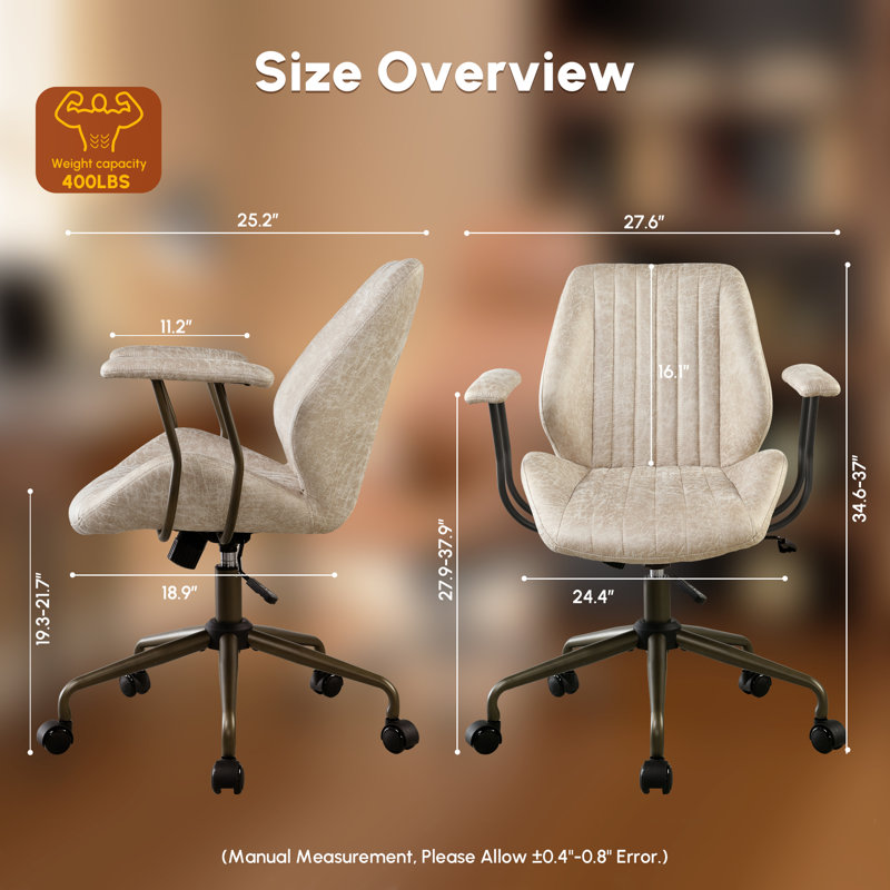 Fauteuil de bureau pivotant Daden, Beige