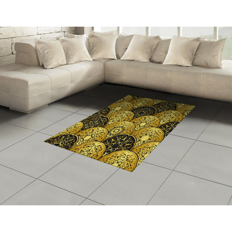 Mandala High Density Long Fiber Poly Threads Decorative Area Rug Carpet, Rectangle 4' x 5'8"