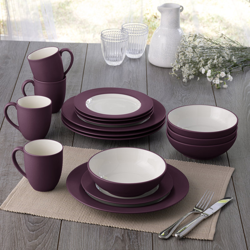 Noritake Colorwave 16-Piece Rim Dinnerware Set, Service for 4, Burgundy