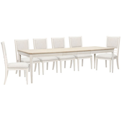 Table de salle à manger extensible rectangulaire avec 6 chaises d'appoint