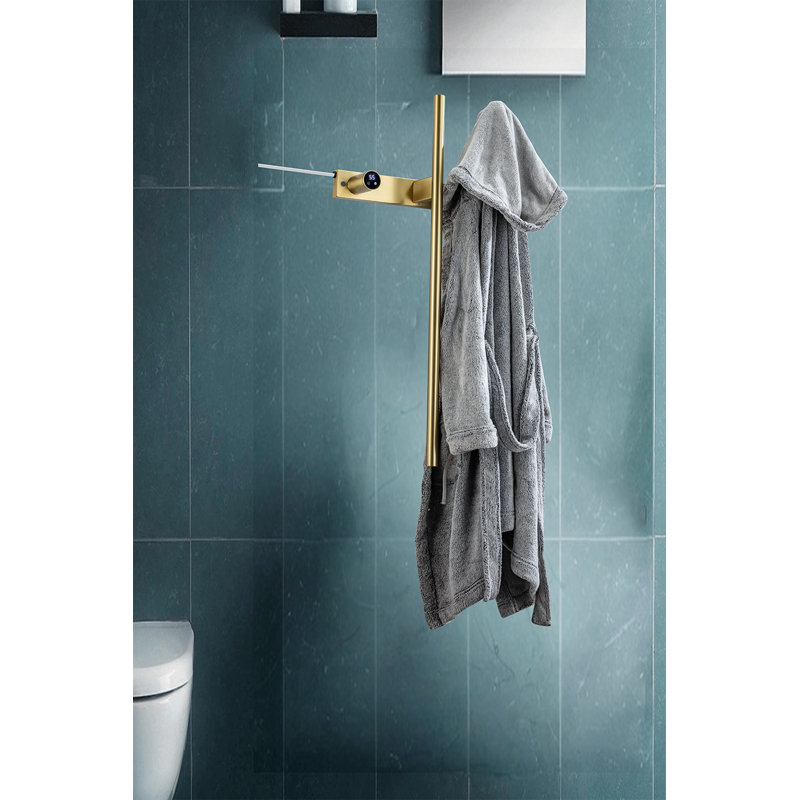 Porte-serviettes électrique chauffant - séchage rapide, or brossé, design élégant pour les salles de bain modernes
