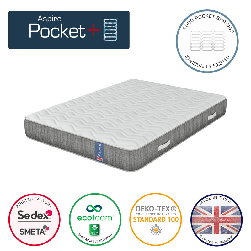Aspire Pocket Sprung Mattress in a Box, 135 x 190 cm
