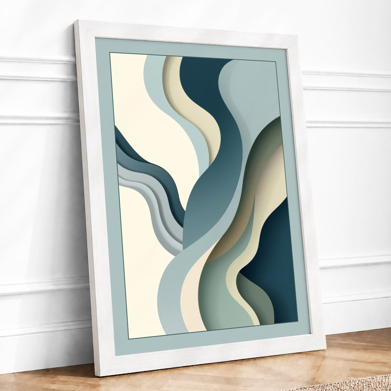 Layered Tidal Forms Minimalist - Print, A1 - 84.1 x 59.4 cm, White