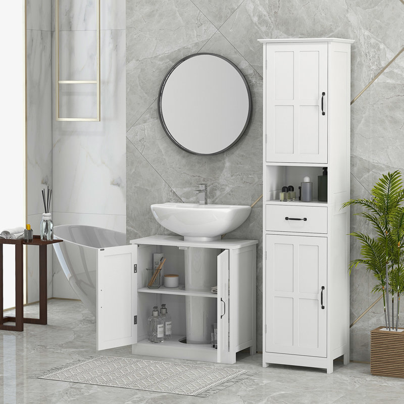 Bathroom Cabinet With Adjustable Shelf, White, Enhancing Utility Space Sink Unit, Shelf Solution