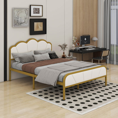 Jalynne Full Size Metal Platform Bed with upholstered headboard and footboard -  Everly Quinn, 54474BAAA3B7487CAC84D1BDBCAE449E