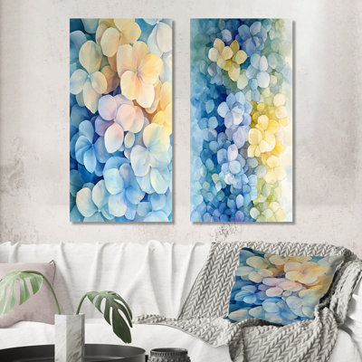 «Abstract Hydrangea Horizon of Simplicity I», impression d'art mural en métal 2 pièces