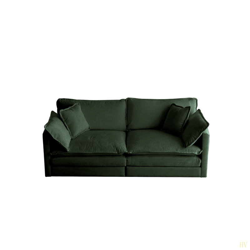 Canapé-causeuse moderne en tissu de 2 places avec canapé et 4 coussins, Vert