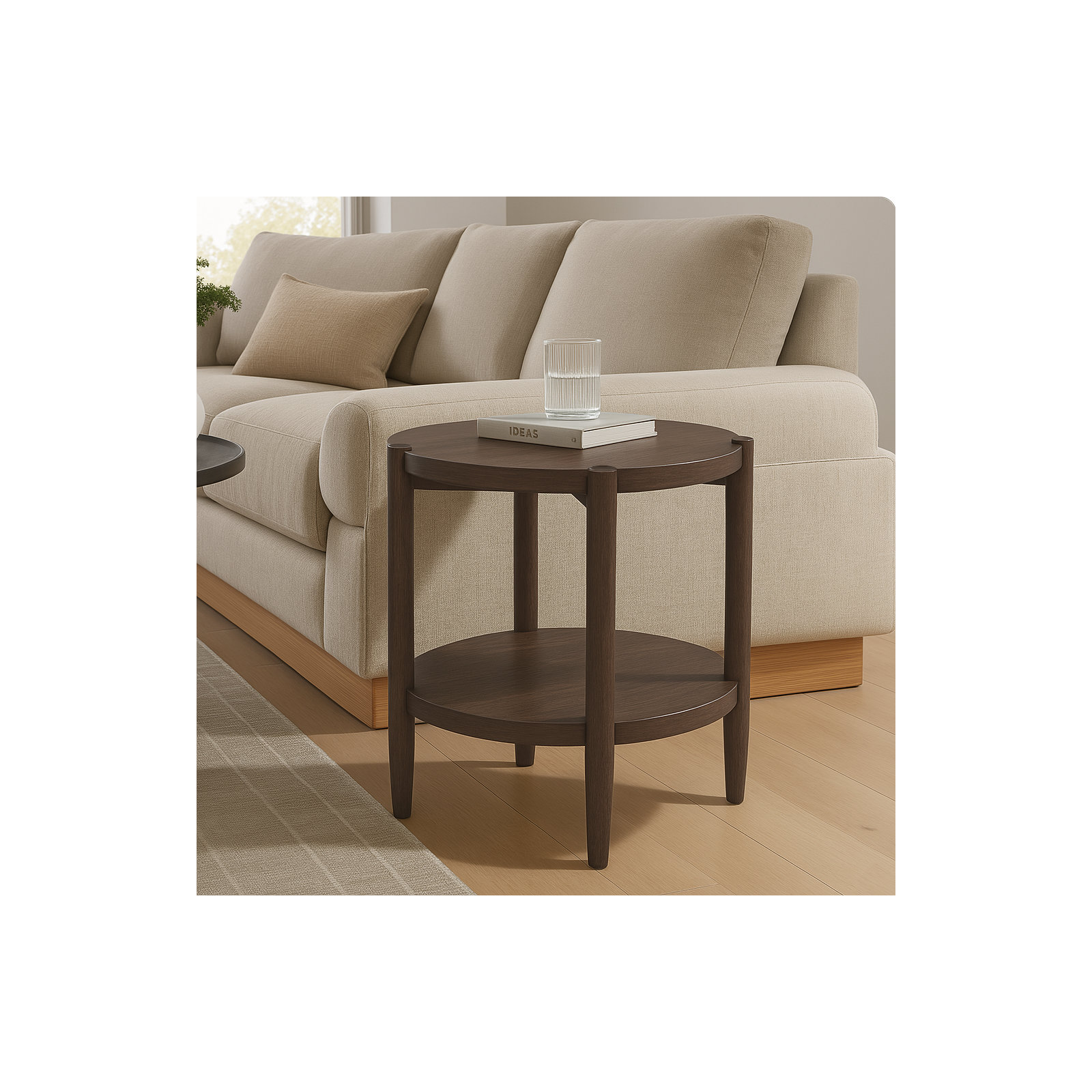 Reece Round End Table, Walnut