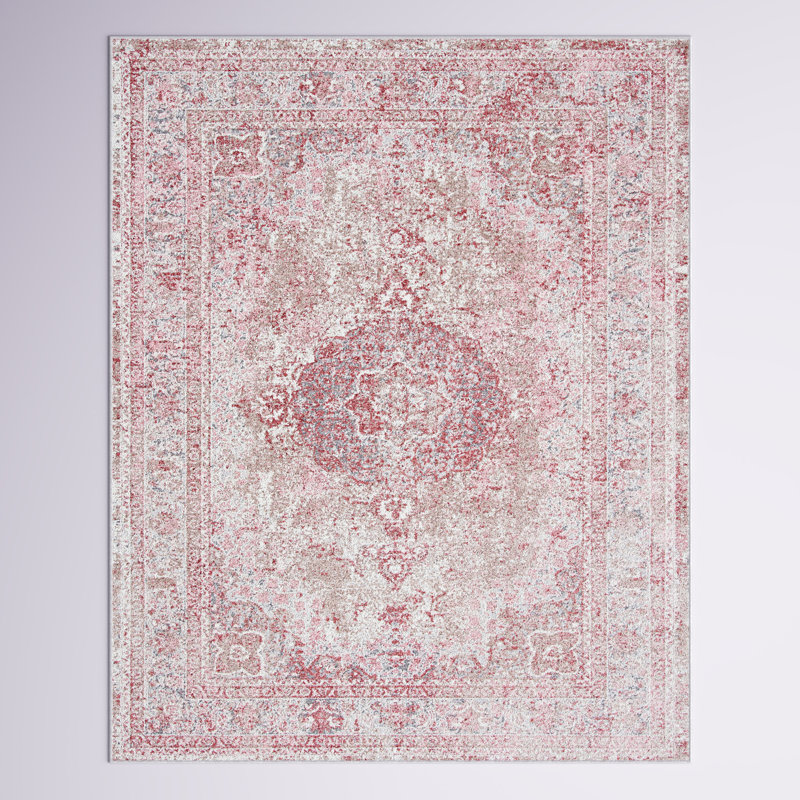 Adams Oriental Rose/Ivory Area Rug, Runner 2' x 8'