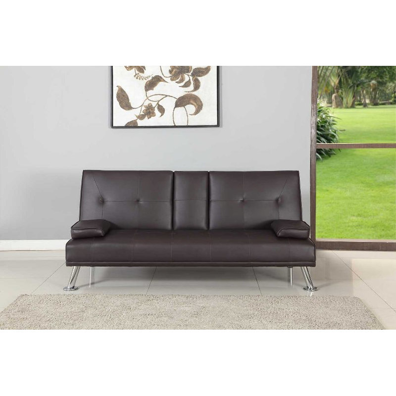 Comerford 3 Seater Faux Leather Sofa Bed, Brown, 51cm H x 162cm W x 80cm D