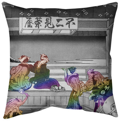 Katsushika Hokusai Leather/Suede Reversible Throw Pillow