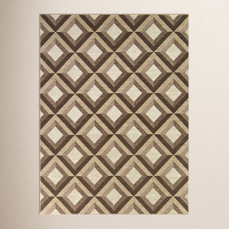 Tapis beige à motif géométrique moderne Mirena, Rectangle 7 pi 10 po x 10 pi