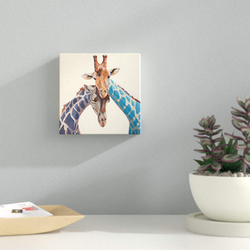 «Giraffes», reproduction de peinture acrylique, H 12 po x l 12 po, Toile tendue