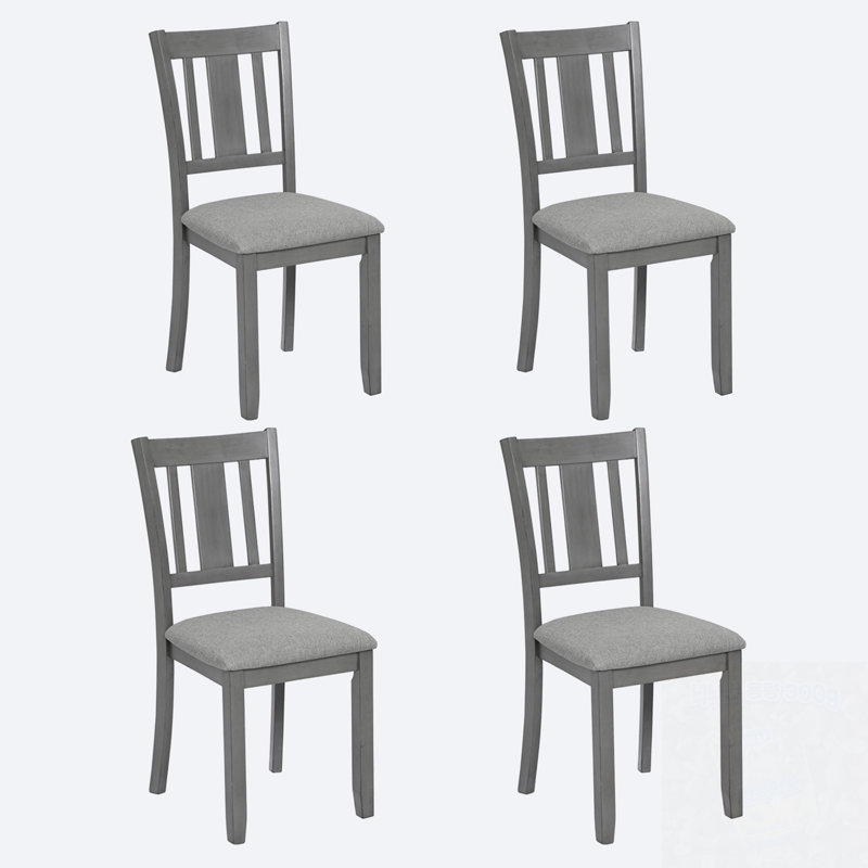 Ensemble de 4 chaises de salle à manger avec siège rembourré et dossier à lattes, Gris