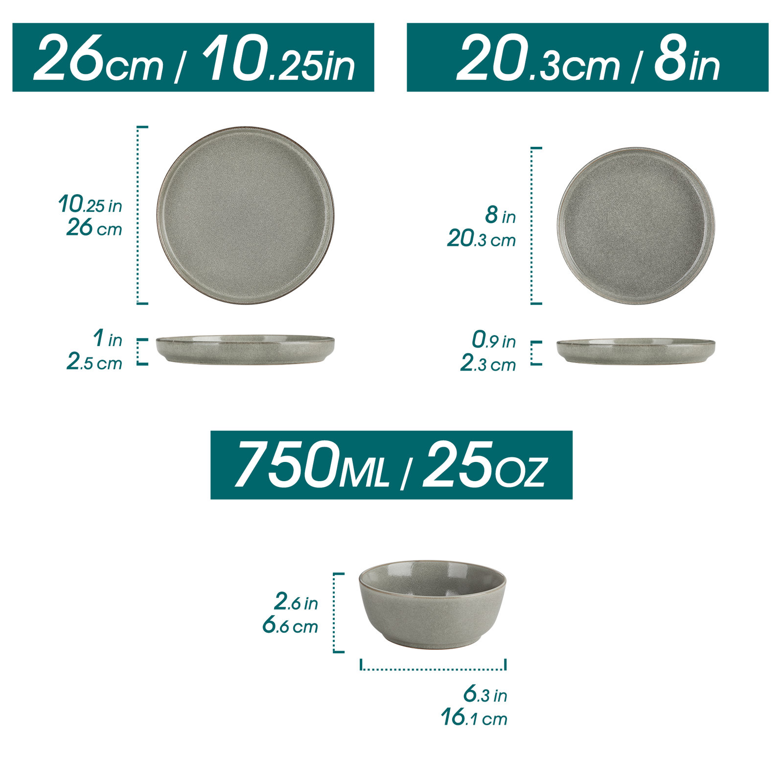 Mcfall 12 Piece Porcelain Dinnerware Set, Service For 4, Gray
