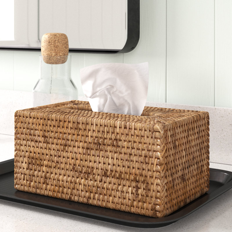 Brown Burmese Rattan Tissue Box Cover