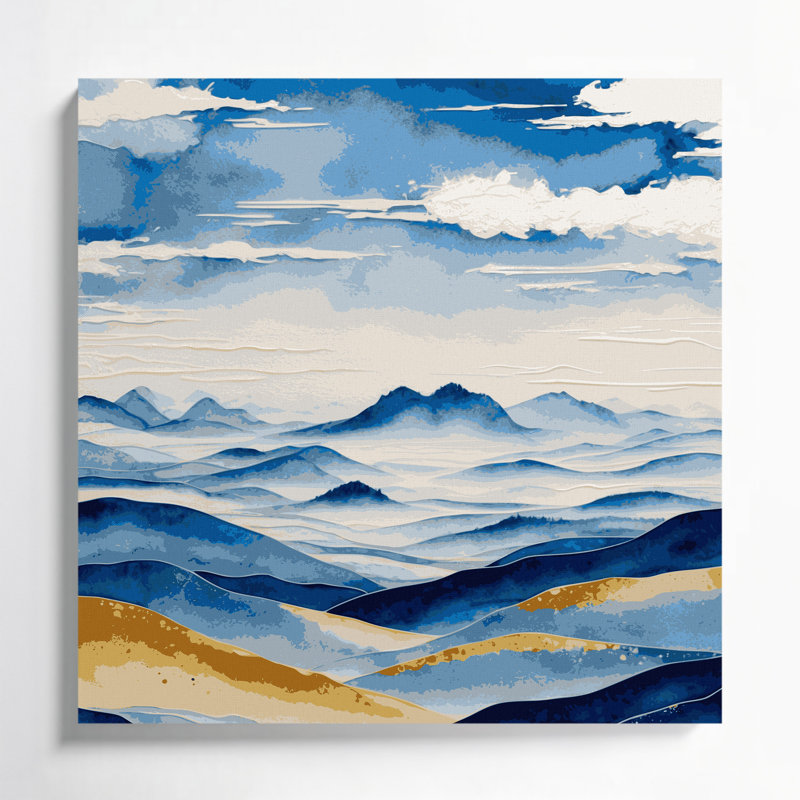 «Watercolor Landscape 15», art mural sur toile grise, H 8 po x l 8 po