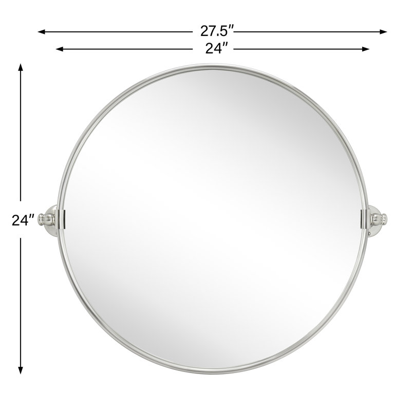 Miroir de salle de bain mural Luecinda, Nickel brossé, 24 po x 24 po