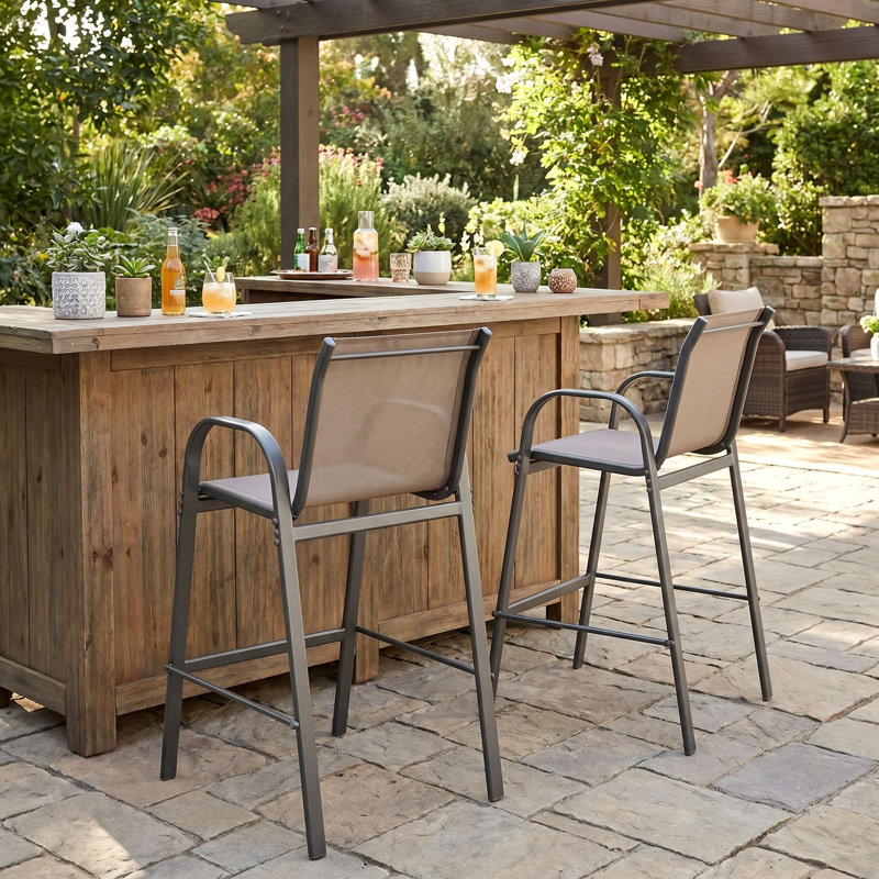 Ensemble de 2 tabourets de patio Cristel, Brun