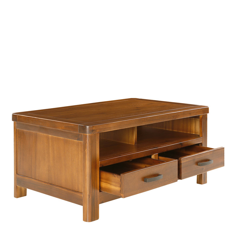Oruada Acacia Coffee Table with Storage, Dark Brown
