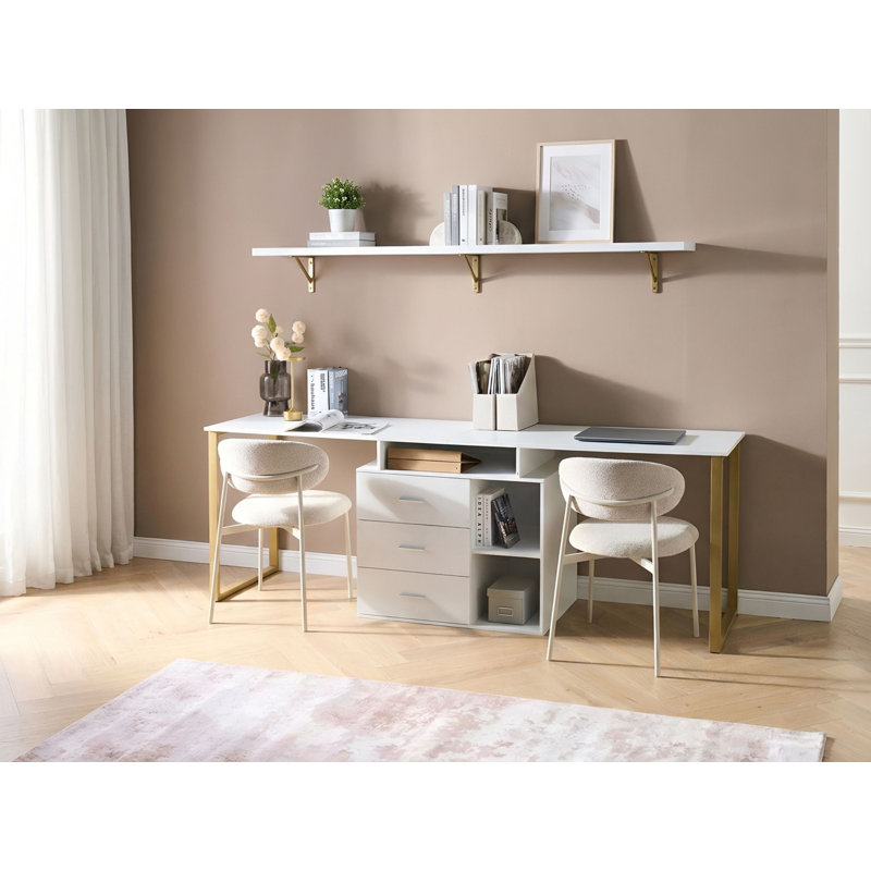 L-Shaped Metal Base Computer Desk