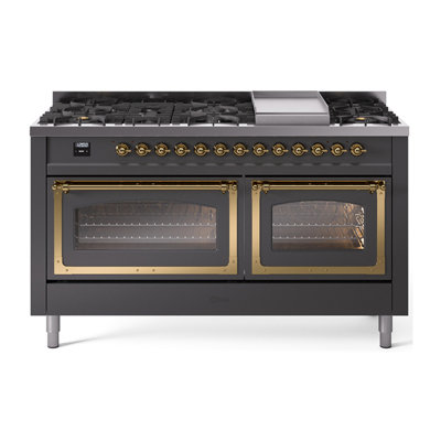 ILVE Nostalgie II Noblesse 60 in Dual Fuel Range, 9 Burner, Griddle