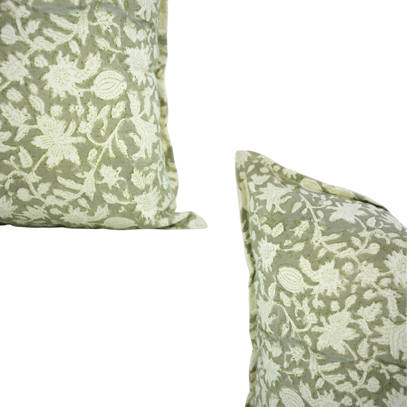 Housse de coussin à motif de blocs de coton avec double bordure Oxford - Fabikine - Manikarnika, Rectangle H 14 po x l 36 po
