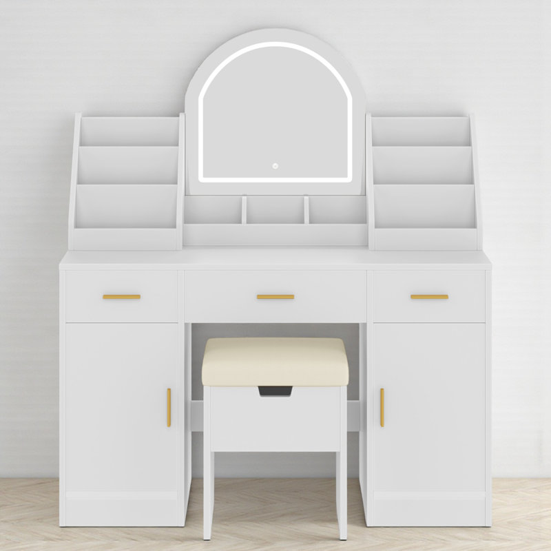 Ensemble de coiffeuse avec miroir lumineux et tabouret