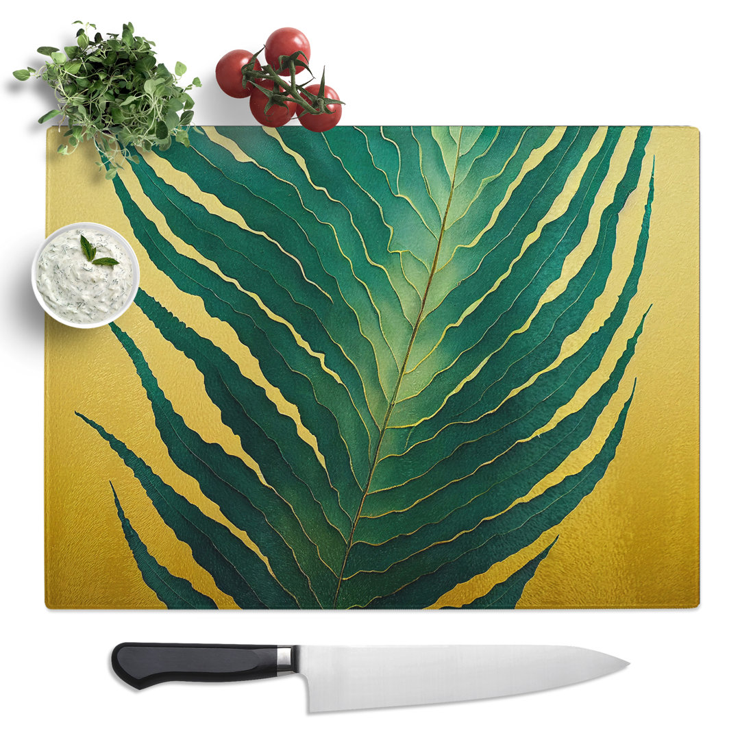 Beautiful Fern Leaf  Glass Chopping Board