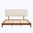 Solid Dry Bamboo Wood Platform Bed with Upholstered Adjustable Headboard-1119682955
