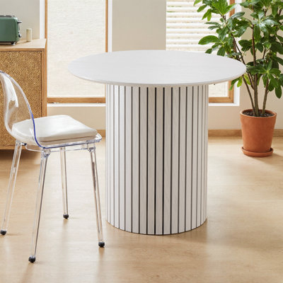 White Harmony Bamboo & Plywood Dining Table - Compact Modern Style for Everyday Gatherings
