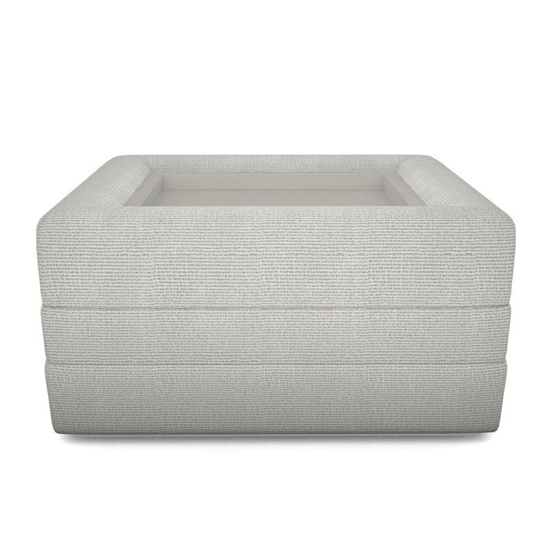 Boyden Ottoman with Wood Tray, Kempsey Sheepskin, Wrenn