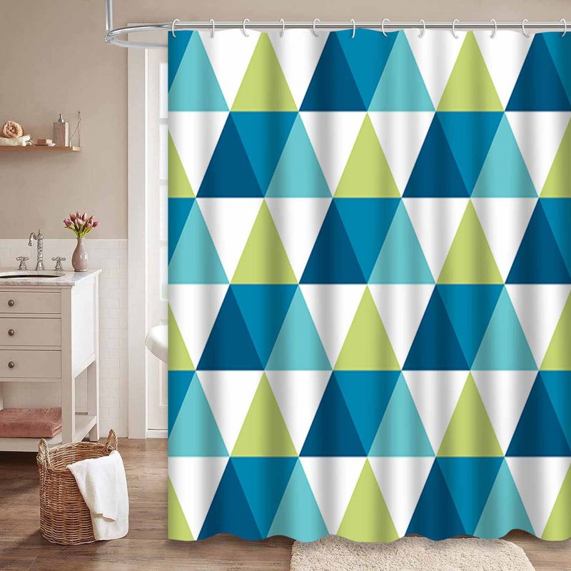 Rideau de douche triangulaire bleu turquoise vert sarcelle avec 12 crochets, 72" L x 78" W