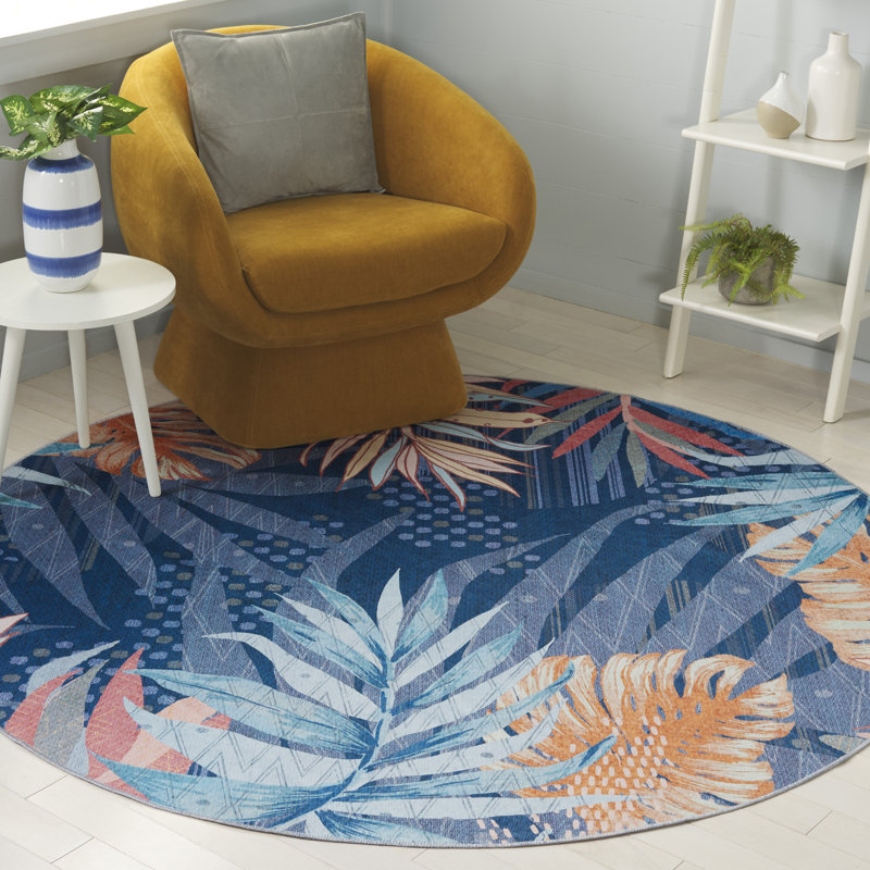 Tapis bleu / bleu clair Malibu 841, Rond 6 pi
