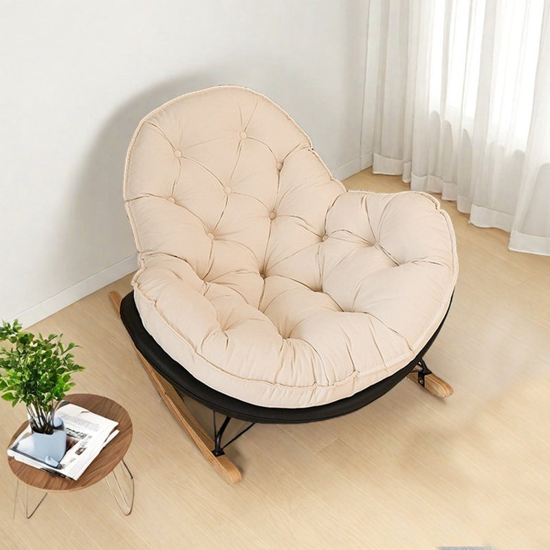 Chaise berçante ergonomique en chenille, Beige/noir