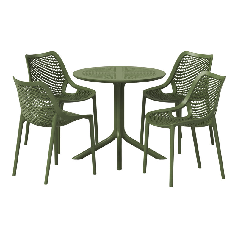 4 Person Outdoor Round Dining Set, Green