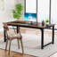 Grand bureau d'ordinateur moderne de 63 po pour bureau à domicile - Table d'écriture robuste avec structure en acier, poste de travail industriel avec bureau spacieux et pieds réglables-801820344