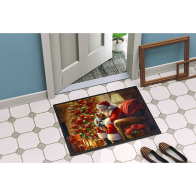 Yorkshire Terrier Yorkie and Santa Claus Doormat