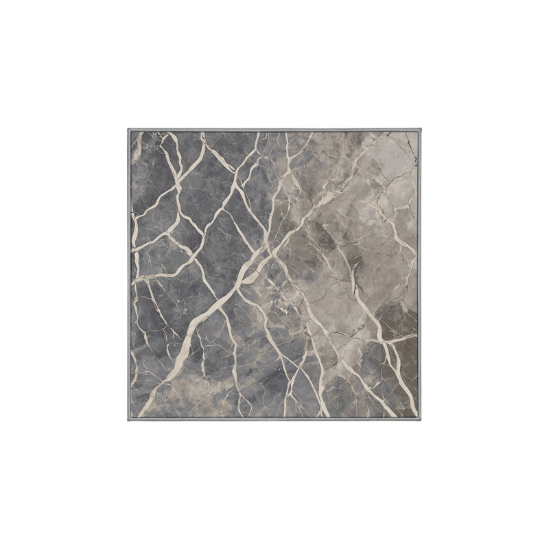 Machine Washable Gray Area Rug, Square 6'