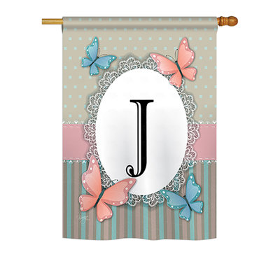 Drapeau de maison / jardin en polyester monogramme à 2 faces Shellman Butterflies