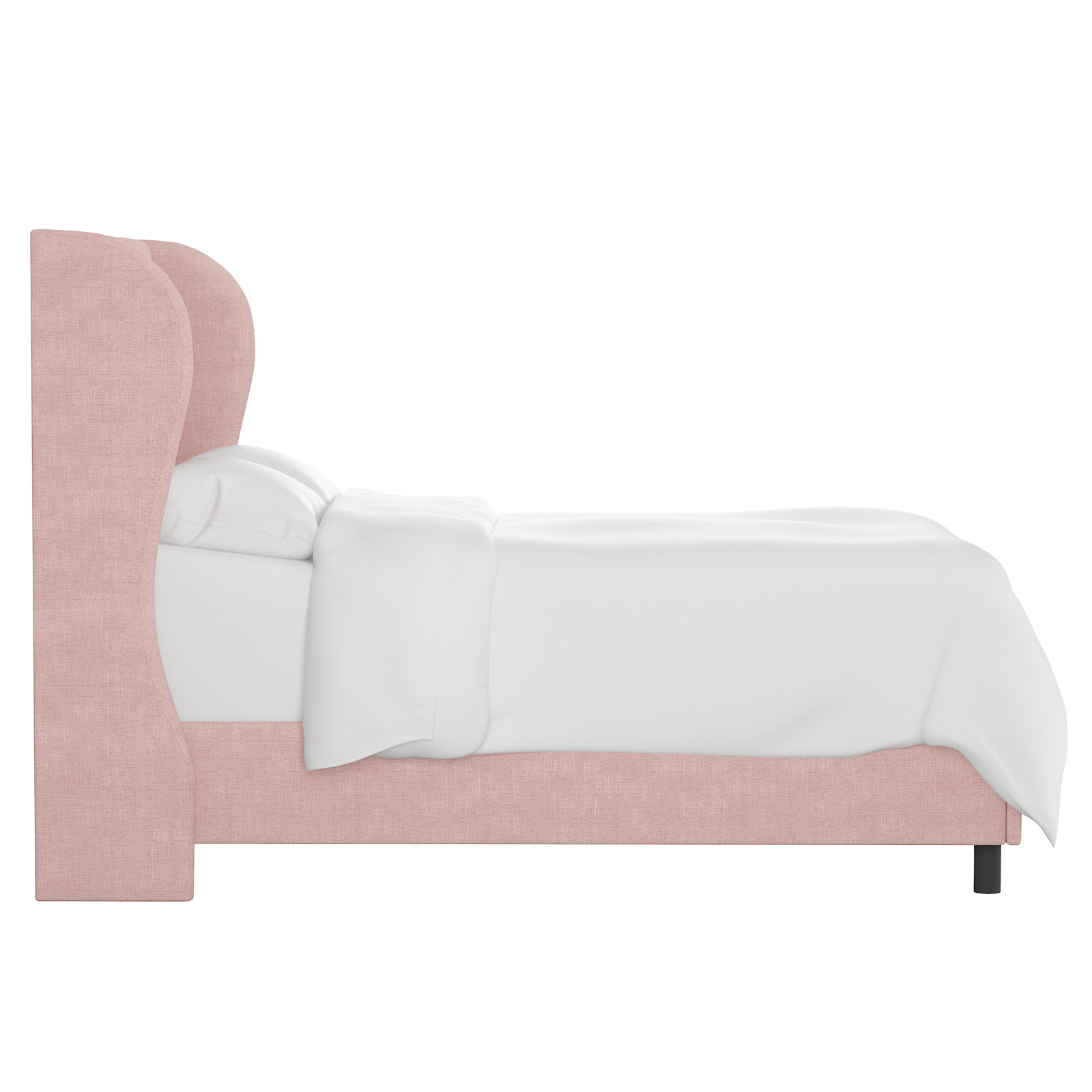 Tomey Upholstered Wingback Bed, Zuma Rosequartz Textured Linen, Twin