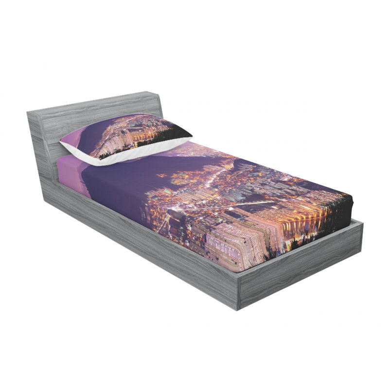 Ensemble de draps Skyline Of Busan, Ensemble de draps pour lit simple avec drap-housse